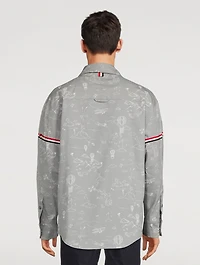 Stripe-Armband Shirt Jacket Sky Print