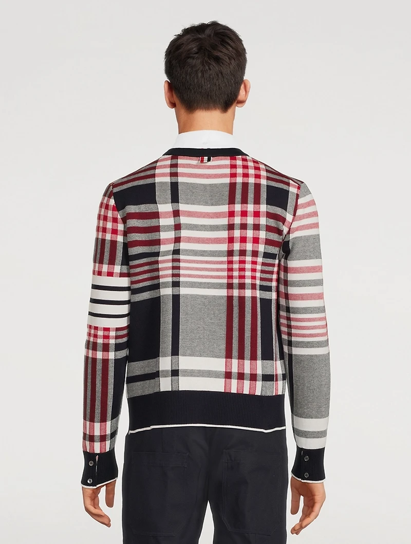 Hairline Madras Cotton Sweater With Kite Icon