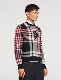 Hairline Madras Cotton Sweater With Kite Icon