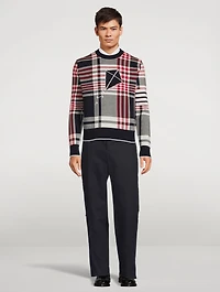 Hairline Madras Cotton Sweater With Kite Icon