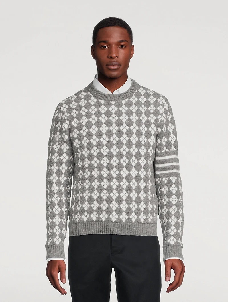 Terry Stitch Argyle Jacquard Sweater