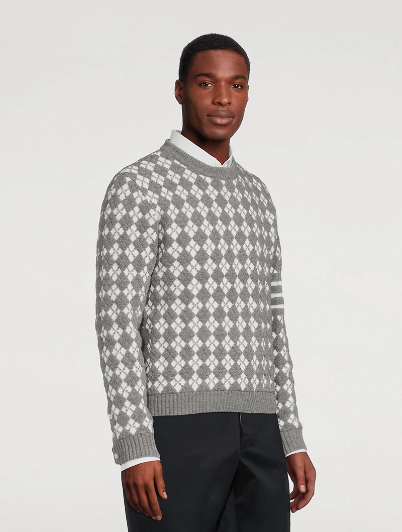 Terry Stitch Argyle Jacquard Sweater