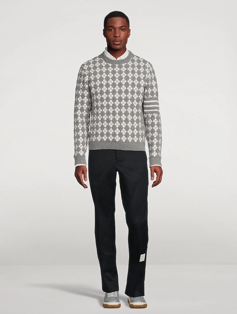 Terry Stitch Argyle Jacquard Sweater