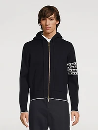 Zip Hoodie With Hector Jacquard Back