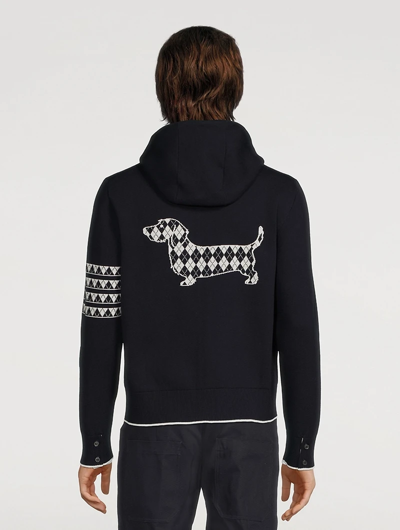 Zip Hoodie With Hector Jacquard Back