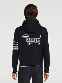 Zip Hoodie With Hector Jacquard Back