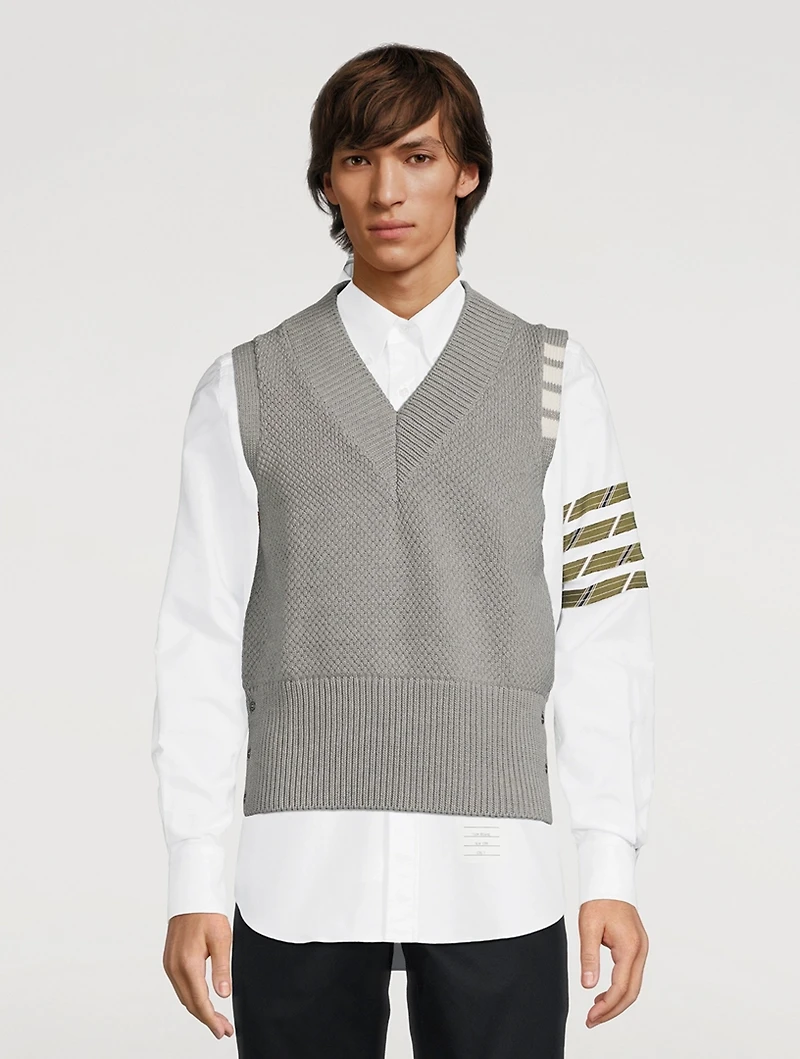 Seed Stitch Cotton Four-Bar Vest