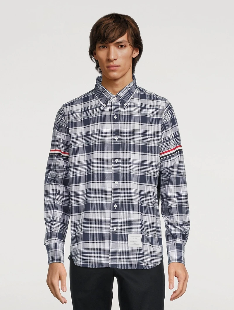 Hairline Madras Check Stripe Armband Shirt