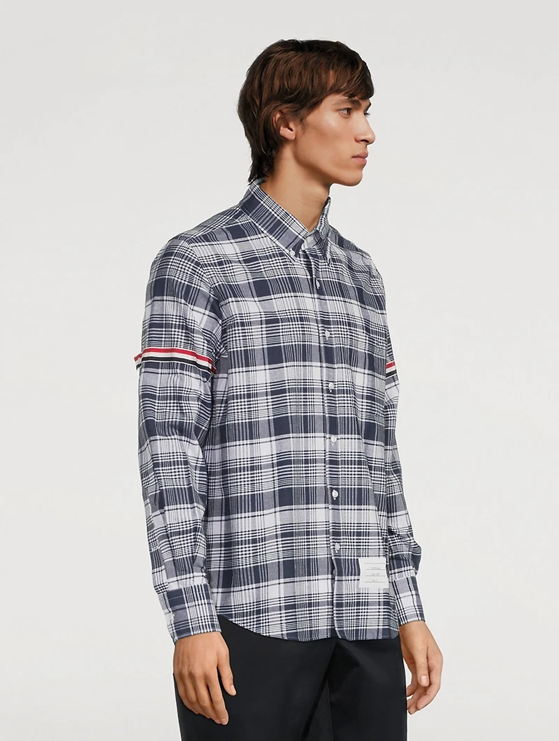 Hairline Madras Check Stripe Armband Shirt