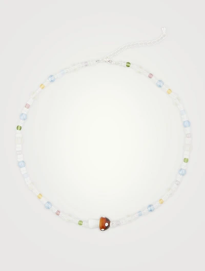Beaded Brown Mushroom Necklace