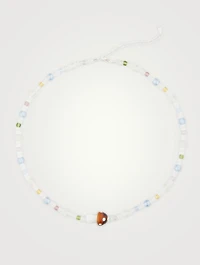 Beaded Brown Mushroom Necklace