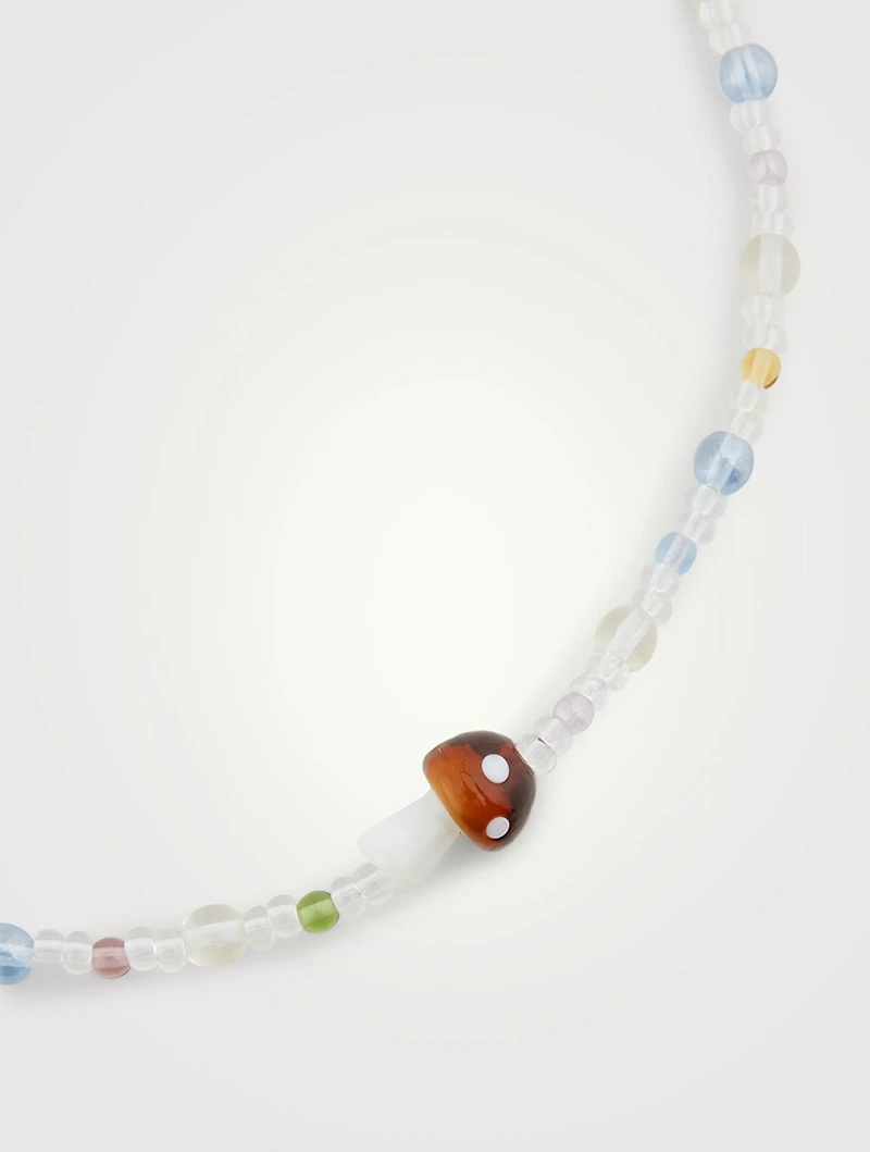 Beaded Brown Mushroom Necklace
