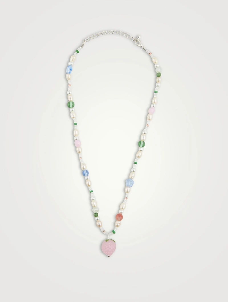 Bisous Beads x Fruit Assembly Beaded Strawberry Necklace With Pearls