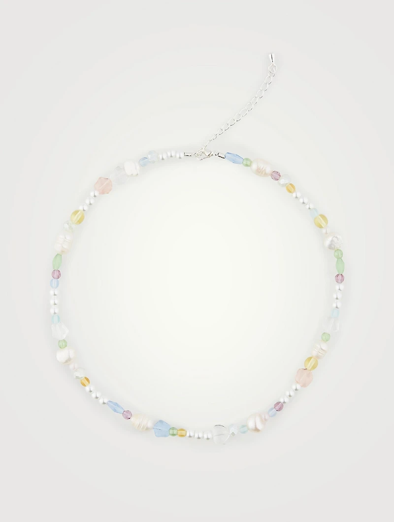 Beaded Pastel Necklace With Pearls