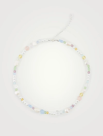 Beaded Pastel Necklace With Pearls
