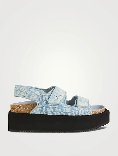 Denim Platform Slingback Sandals
