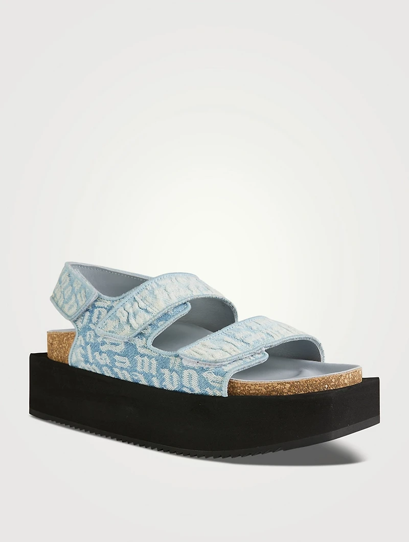 Denim Platform Slingback Sandals