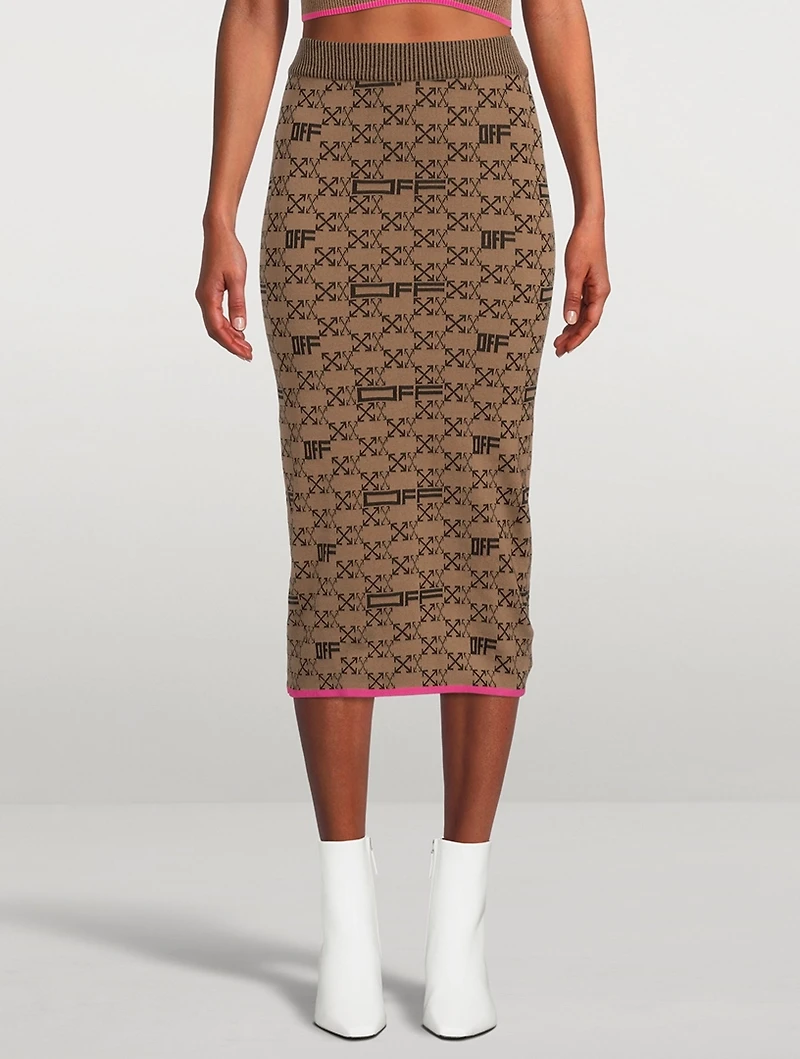 Monogram Knit Pencil Skirt