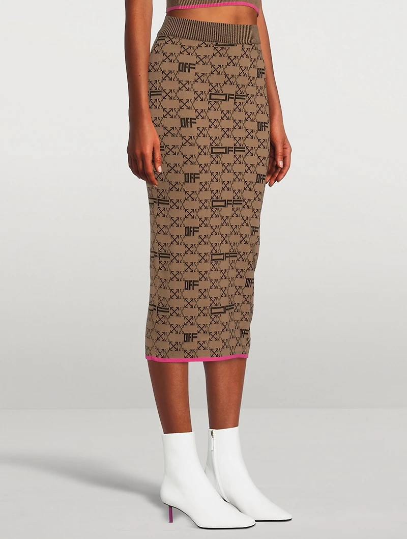 Monogram Knit Pencil Skirt