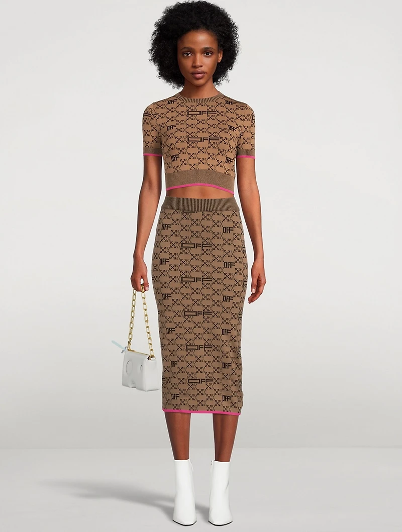 Monogram Knit Pencil Skirt