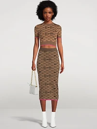 Monogram Knit Pencil Skirt