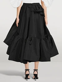Ruffled Polyfaille Midi Skirt