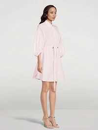 Balloon-Sleeve Cotton Shirt Dress
