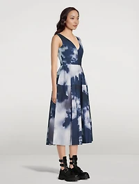 Cotton Midi Dress Blue Sky Print