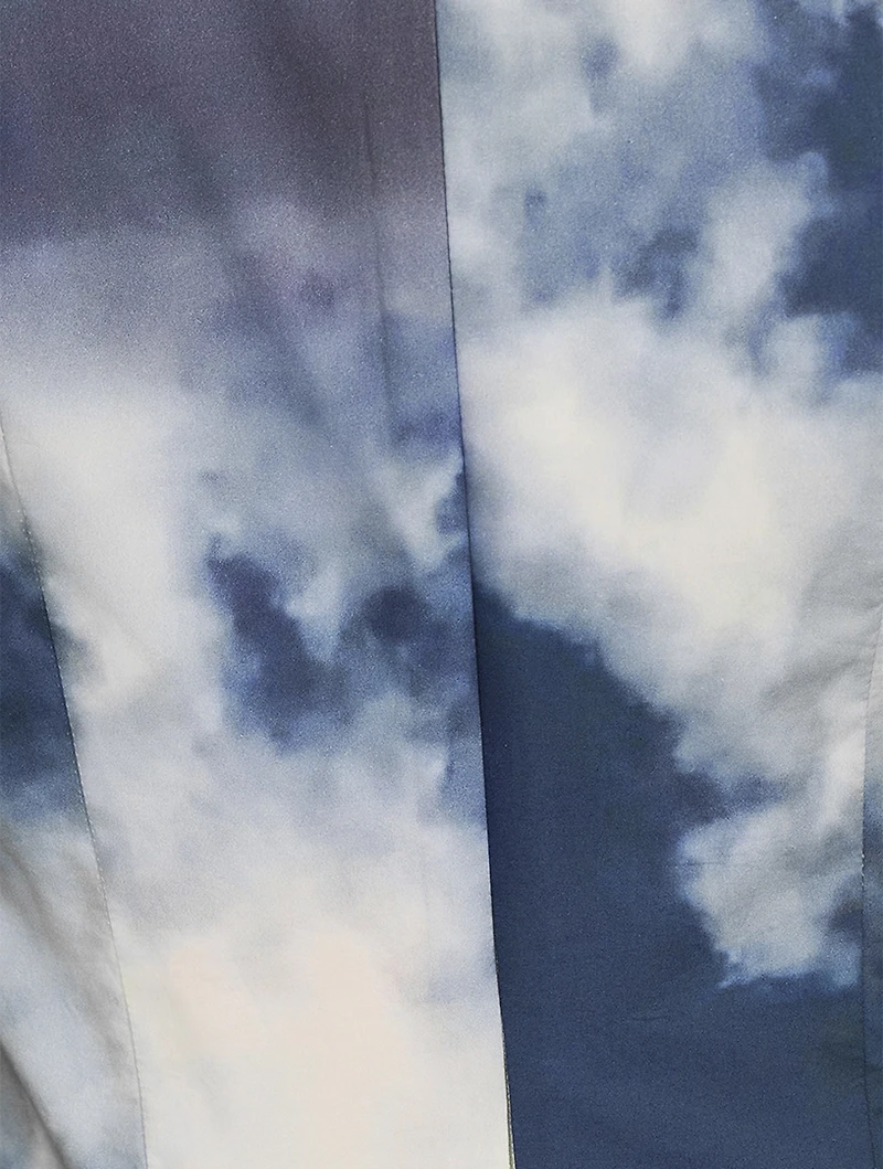 Cotton Midi Dress Blue Sky Print