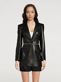 Spliced Leather Blazer