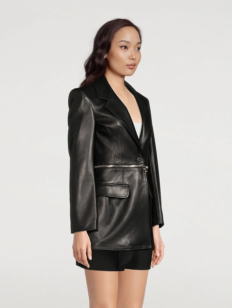 Spliced Leather Blazer