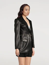 Spliced Leather Blazer