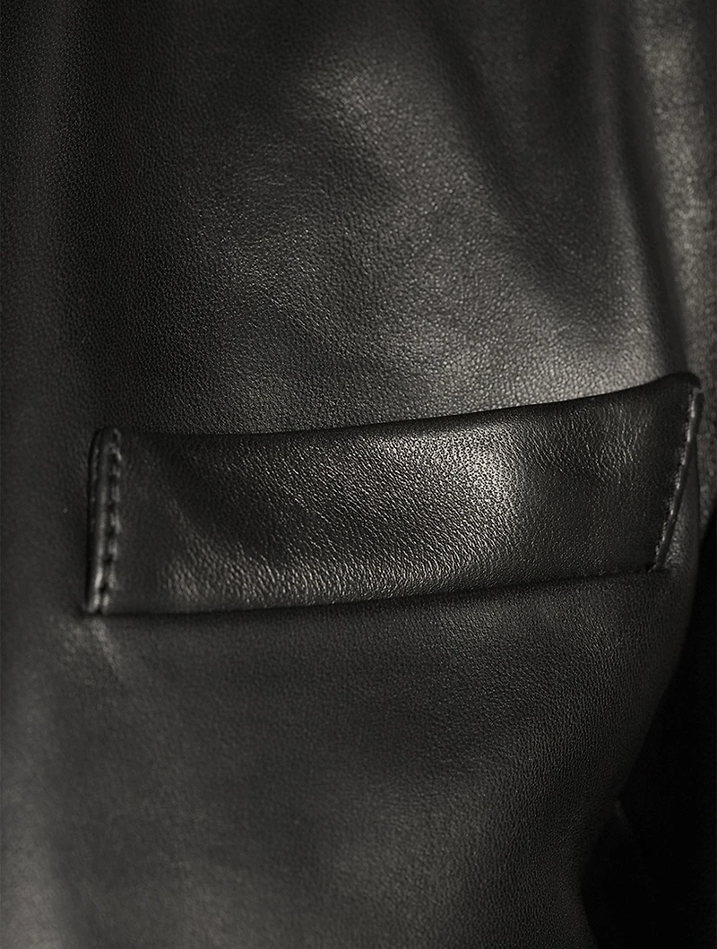 Spliced Leather Blazer