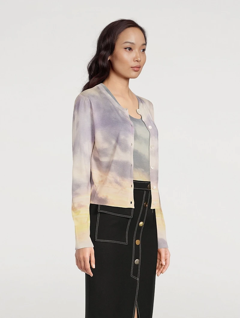 Wool And Silk Cardigan Daybreak Print