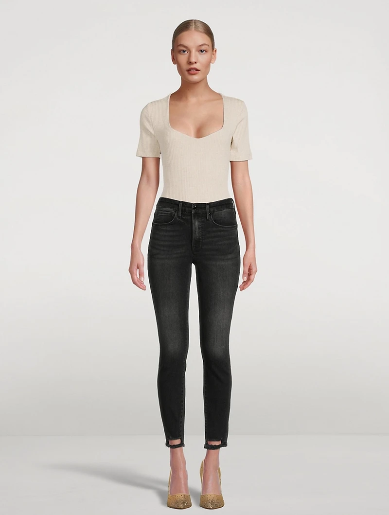 Good Legs Shadow-Pocket Skinny Jeans With Broken Hem