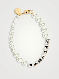 Faux Pearl Bracelet With Crystals