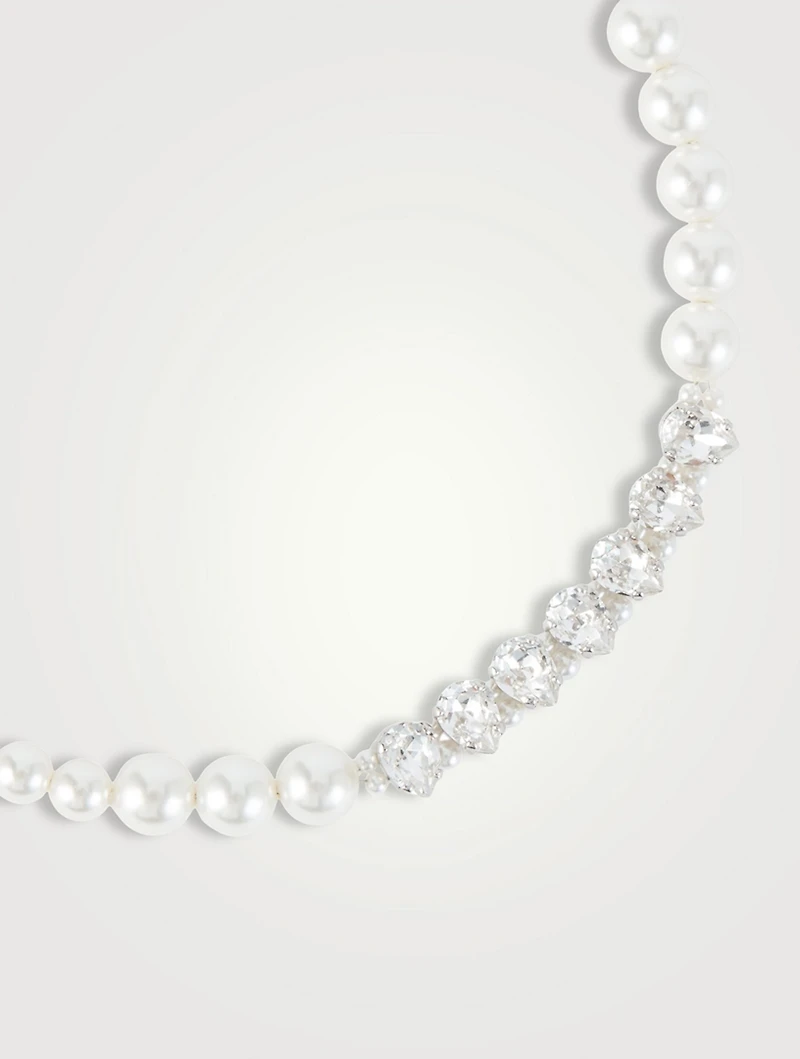 Faux Pearl Bracelet With Crystals