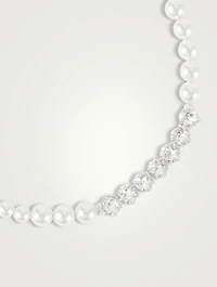 Faux Pearl Bracelet With Crystals