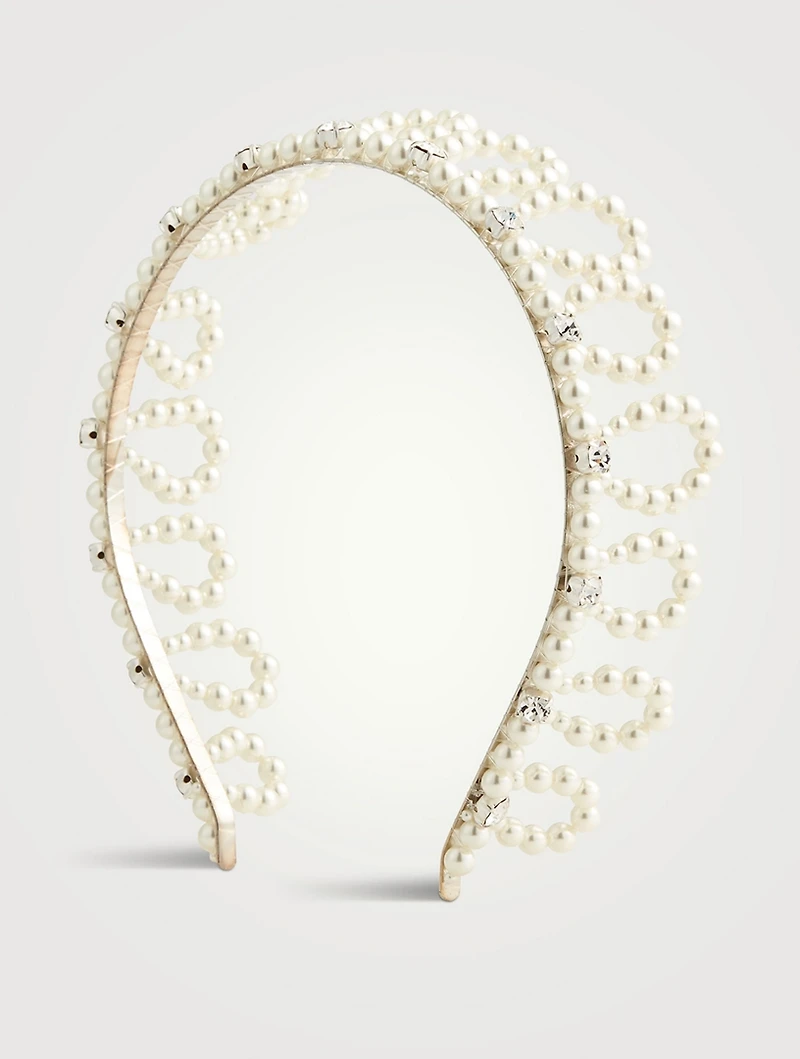 Faux Pearl And Crystal Crown Hairband