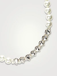Faux Pearl Necklace With Crystals
