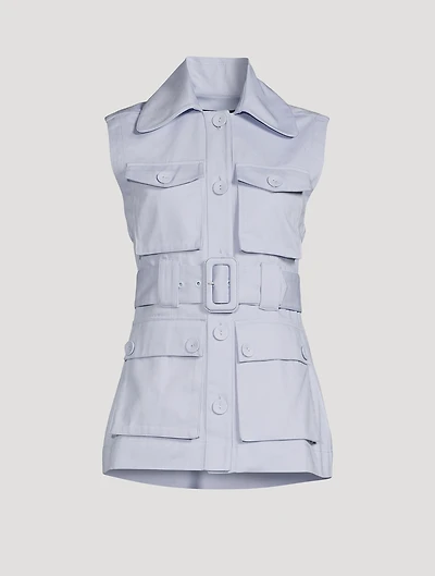 Georgina Cotton Twill Safari Vest With Belt