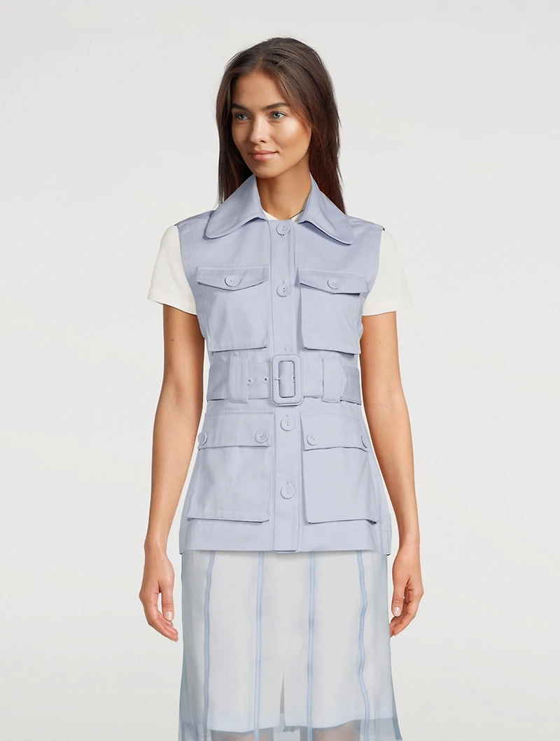 Georgina Cotton Twill Safari Vest With Belt
