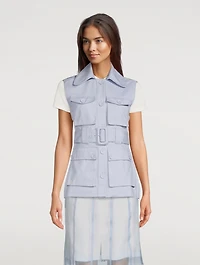 Georgina Cotton Twill Safari Vest With Belt