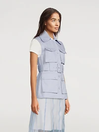 Georgina Cotton Twill Safari Vest With Belt
