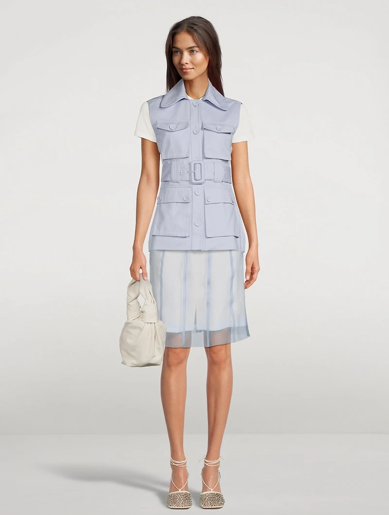 Georgina Cotton Twill Safari Vest With Belt