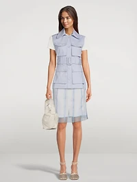 Georgina Cotton Twill Safari Vest With Belt