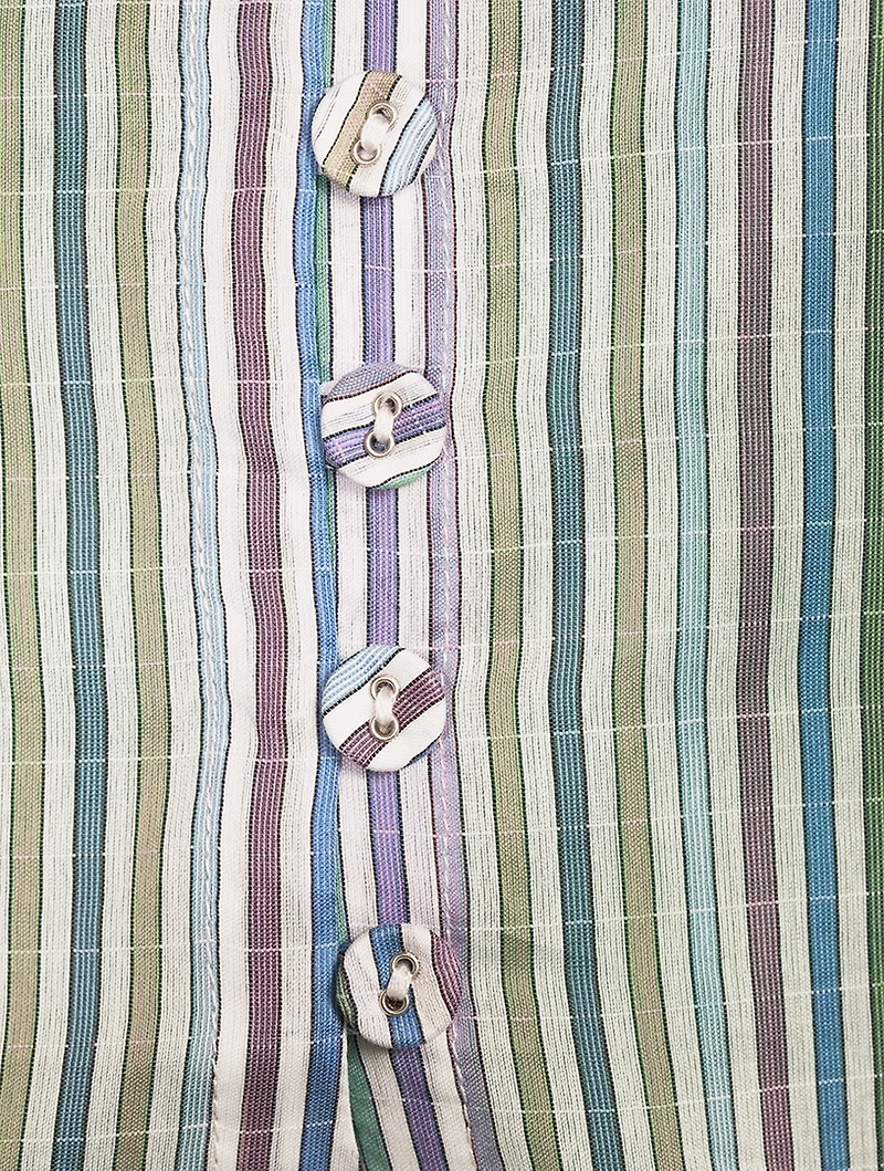 Aurelia Cotton Silk Dobby Ruffle Collar Shirt Striped Print