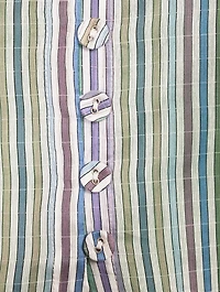 Aurelia Cotton Silk Dobby Ruffle Collar Shirt Striped Print