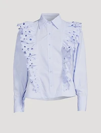 Tilia Cotton Poplin Shirt With Cutout Floral Embroidery