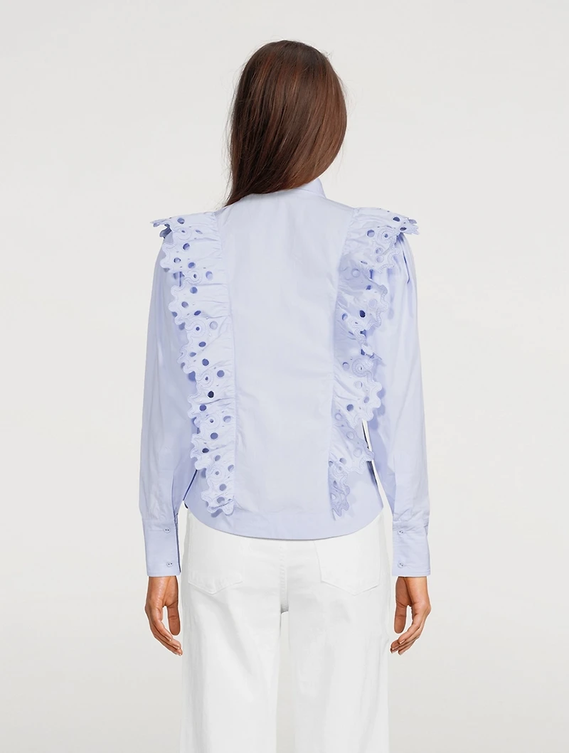 Tilia Cotton Poplin Shirt With Cutout Floral Embroidery